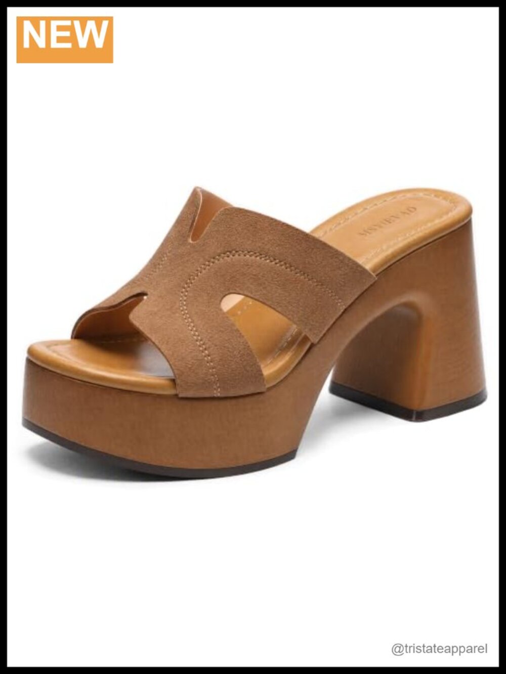 Women's Platform Chunky Sandals Square Open Toe Block Heel Slip On Slide